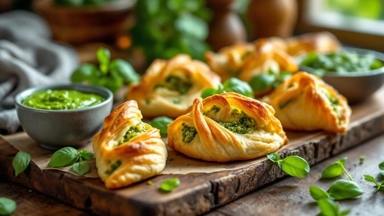 Né salatini né tartine, questi stuzzichini di sfoglia al pesto conquistano tutti